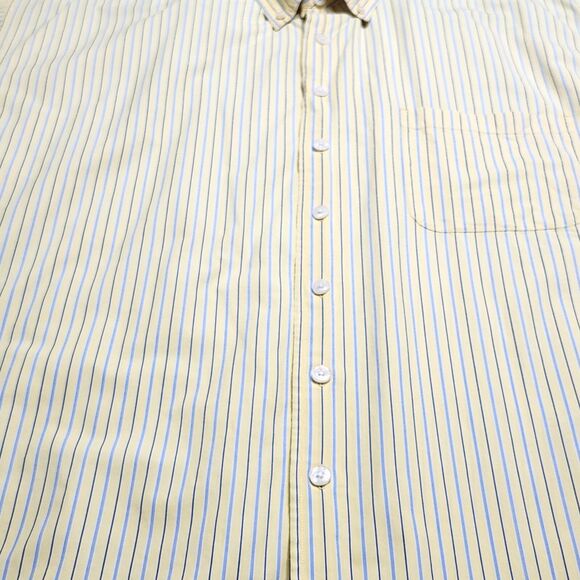 Izod Mens Shirt Size 3X Yellow Blue Stripes Button Down Up Cotton Adult Dress‎ - Picture 6 of 10